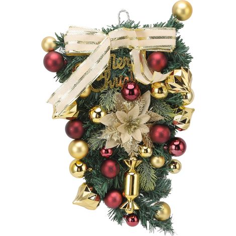 Couronne de Noël inversée, guirlande de boules en rotin électroplaquées, décoration murale pour centre commercial (1/5)