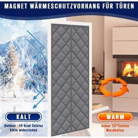 Magnetischer Thermovorhang für Tür, einfache Klebemontage ohne Bohren, selbstschließend, berührungslos, 80 x 200 cm, grau (1/3)