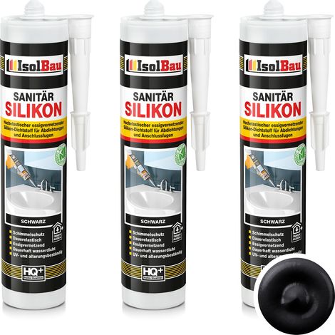 IsolBau Silicone Sanitario Nero Sanitär Silikon 3 x 300ml (1/5)