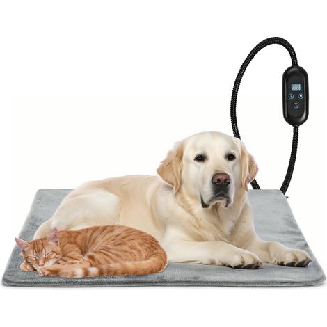 Tapis Chauffant Électrique pour Chien et Chat - 40 x 70 cm Coussin/Couverture Chauffante avec Minuterie Auto Off,6 Niveaux de Température Réglable, Câble Anti-Morsure,Housse Flanelle Lavable (1/5)