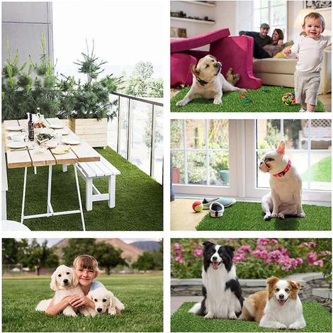 Deux tapis de gazon artificiel, tapis professionnels pour chiens, tapis d'apprentissage de la propreté, grands tapis de pelouse/terrasse d'extérieur (80x100 cm). (1/5)