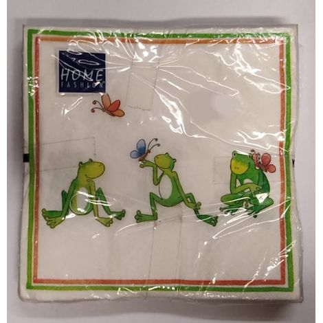 HOME FASHION - CONFEZIONE DI TOVAGLIOLIPER DECOUPAGE DA 20PZ 33X33CM - FANTASIA RANOCCHIE