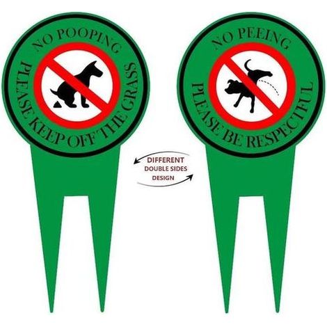 Panneau double face 15 x 30 cm Interdit aux chiens de faire leurs besoins » avec piquet Empêchez les chiens de faire leurs besoins sur votre pelouse Message poli : Merci de respecter la pelouse (1/5)