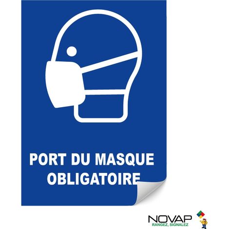 Panneau Masque de protection obligatoire - Adhésif A4 - 4610054