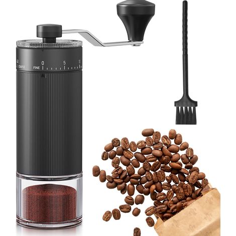 Macinacaffè manuale, macinacaffè manuale regolabile ad alta precisione, macinacaffè con 40 livelli regolabili, macinacaffè manuale portatile, macinacaffè conico per viaggi e campeggio