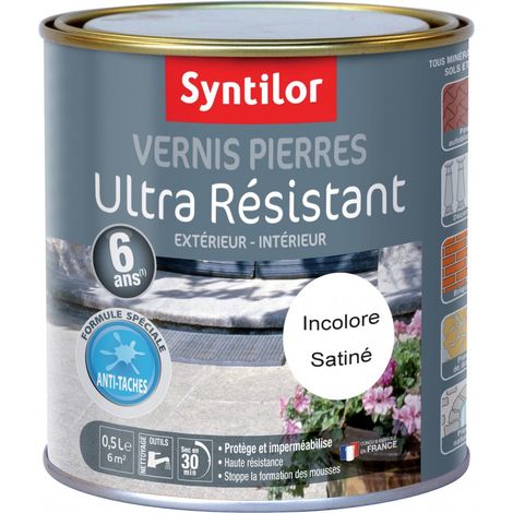 Vernis extérieur incolore pour béton – Finition satinée – 0.5 l – Protection des pierres naturelles et reconstituées – Syntilor