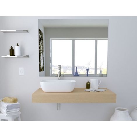 Étagère salle de bain 80 cm porte lavabo à poser couleur chêne - Girasole - 80 cm Avec miroir et lampe LED - Accessorio: Standard - Misura: 80 cm