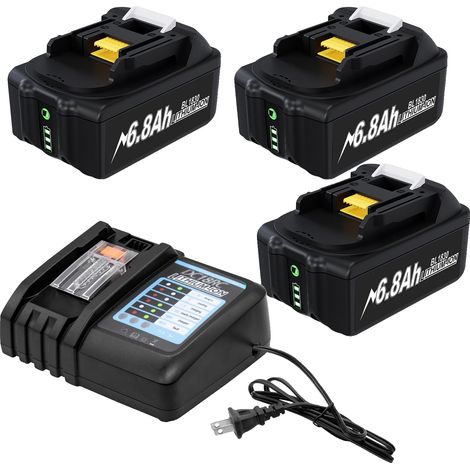 Batería de repuesto, capacidad de 6800 mAh, compatible con varios números de pieza, 3 baterías, 1 cargador (1/2)
