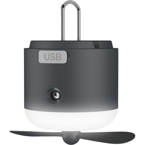 Lámpara de camping 4 en 1, humidificador LED, luz de camping impermeable con 4 modos de iluminación, luz portátil para tienda de campaña, luz con ventilador para camping al aire libre, lámpara de emer (1/4)