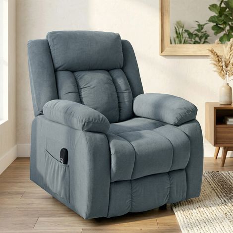 Sillón Relax Reclinable Eléctrico Levanta Personas con Puerto USB Control Remoto Asiento Ancho Reposapiés Gris (1/5)