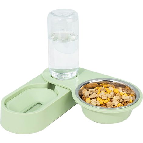 1 Gamelle double, Acier inoxydable, Réservoir intégré, Système pression, Chien Chat (1/5)