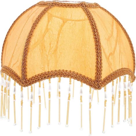 Abat-jour de lampe de table avec élégante frange, remplacement vintage pour douille E27, idéal pour le salon ou la chambre. (1/3)