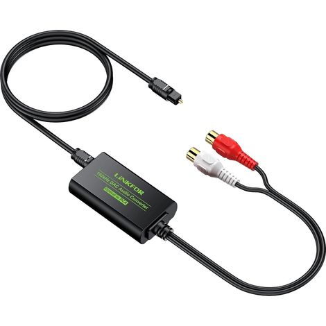 Convertitore DAC a 192 kHz, SPDIF in fibra ottica, adattatore audio Toslink a stereo analogico RCA femmina L/R (1/5)
