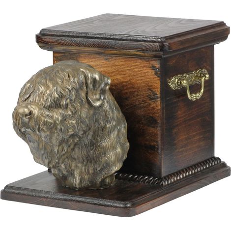 Urne funéraire pour Terrier Noir Russe, avec statuette, élégante et unique, signée Art-Dog. (1/5)