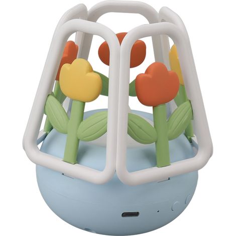 Veilleuse LED en silicone, motif tulipe, 5 modes d'éclairage, batterie rechargeable 1200 mAh, bleue, idéale pour la chambre ou la maison. (1/5)