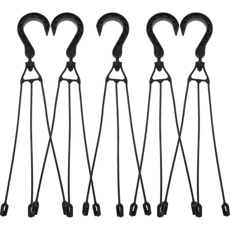 Soporte para Maceta Colgante 40 CM de Plástico Negro Juego de 5 Ganchos 3 Cabezales Giratorios para Colgar en la Pared del Balcón (1/5)