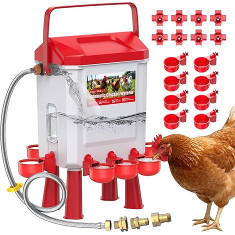 Automatic Chicken Drinker, 10 Litres with Feet, 8 Bowls, Controlled Filtered Float (1/5)
