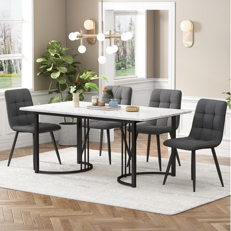 Mesa comedor con 4 sillas y efecto mármol OKMYHOME (1/5)
