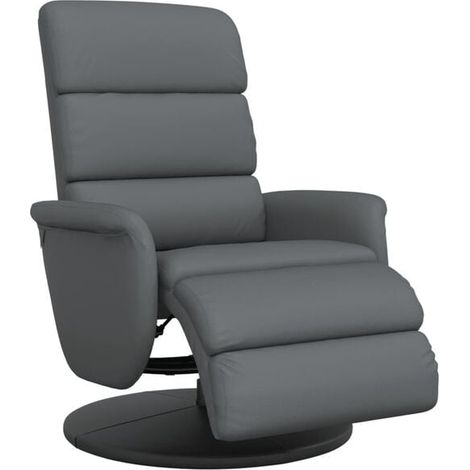 Fauteuil inclinable gris en similicuir avec repose-pieds (1/5)