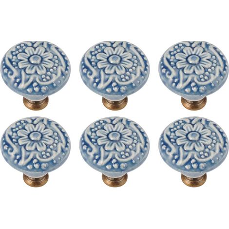 6 Pcs Boutons de Porte Céramique, Vintage Tiroir de Porte Poignée en Céramique, Bouton de Meuble Vintage Avec Vis, Boutons de Tiroir Boutons de Tiroir Ceramique Pour Commode, Armoire, Cuisine