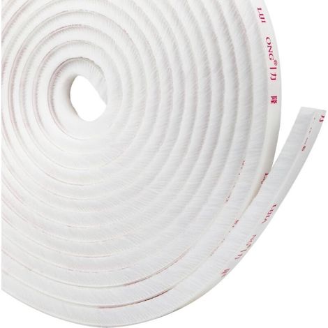 Bande de Brosse Autocollante Résistant au vent Anti-poussière pour Fenêtres et Portes Coulissantes 10mx 9mm x 9mm Blanc (1/5)