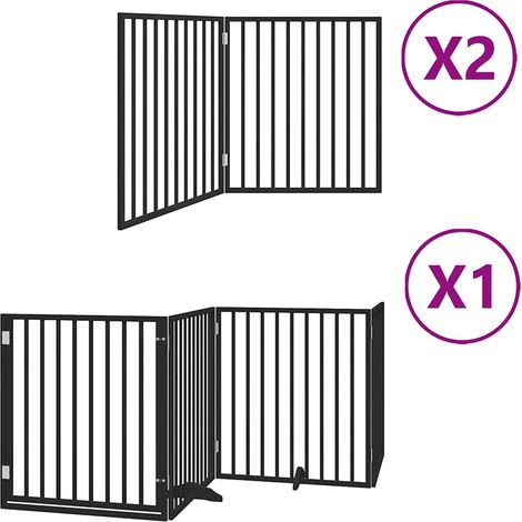Maison Exclusive - Barrière pour chien porte pliable 8 panneaux noir bois peuplier (1/5)