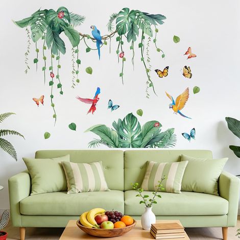 Stickers Muraux Feuilles Tropicales Vertes (1/5)