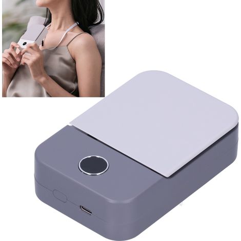 Tragbarer elektrischer Ventilator mit LED-Digitalanzeige, USB-Ladeanschluss und Tragegurt, ideal für Zuhause und unterwegs. Marineblau. (1/5)