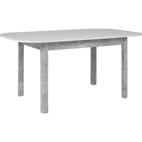 Table à manger extensible - KAYRI - Rectangulaire - Béton / Blanc - 4 à 6 personnes - 120-160 x 76 x 90 cm (1/5)