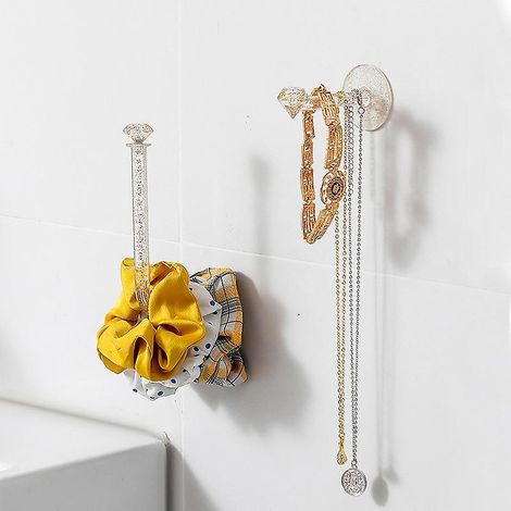 2 Paquets (un Grand Et Un Petit) Crochets De Rangement Pour Anneaux Cheveux, Crochets Mnagers, Porte-crochets Vtements, Crochets Auto-adhsifs Sa (1/5)