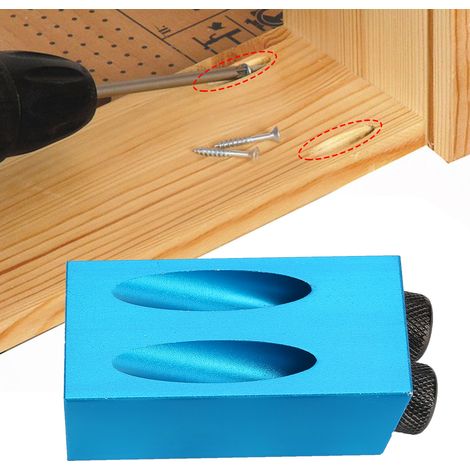 Guide d'assemblage bois 15° positionneur trous obliques 6/8/10mm localisateur menuiserie bleu (1/5)