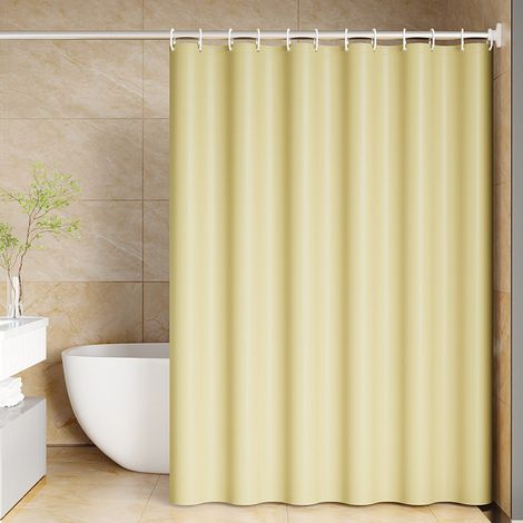 Rideau de douche - Rideau de douche imperméable - Rideau de séparation de douche - Avec anneaux en plastique - Pour douche et baignoire - 180 x 180 cm - PEVA - Jaune (1/5)