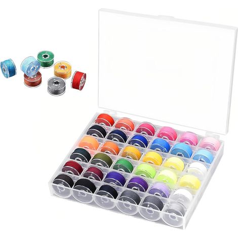 Nähmaschinenspulen – 36 Stück – Transparenter Kunststoff – 36 Farben – Nähen und Basteln – 20 mm Durchmesser (1/5)