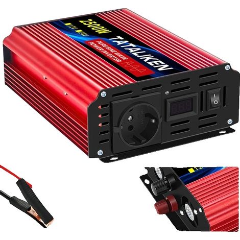Onduleur, Conversion Efficace, Compatibilité Polyvalente, 12V 2500W 220V UE (1/2)