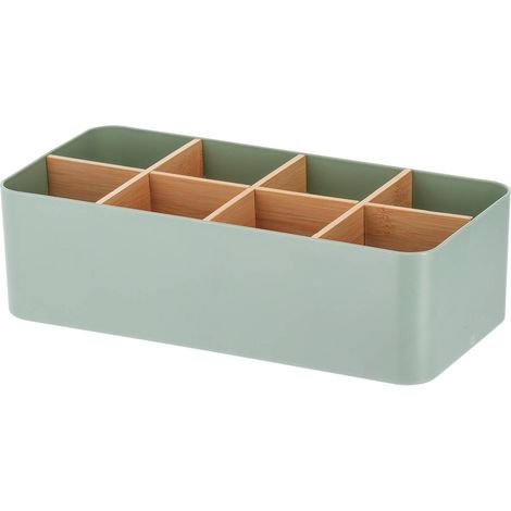 Organizzatore rettangolare 8 comp. Plastica di bambù - verde salvia - Tendance