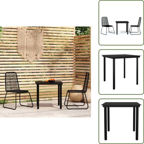 The Living Store Ensemble à manger de jardin 3 pcs Noir - Table de jardin (1/5)