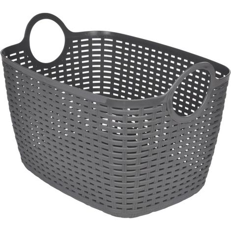 Panier à Linge Arrondi "Tressé" 30L Gris