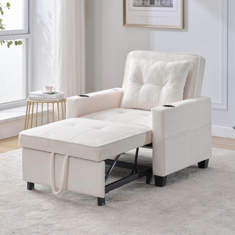 Canapé-lit convertible 3 en 1 – Avec porte-gobelets et port USB, fauteuil inclinable, fauteuil-lit, fauteuil, idéal pour les petits espaces (1/5)