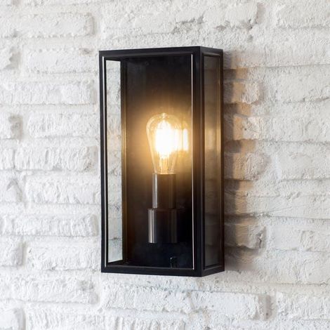 Garden Trading Belgrave Tall Wall Light Lantern Porch Door Mains Black Steel (1/3)