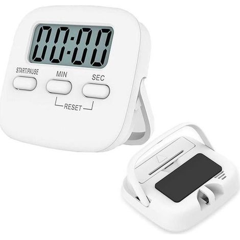 HOXILEELEOMinuteur Cucina - Digitale - Bianco - Supporto Magnetico - Multiuso - 6.4x5.7CM (1/5)