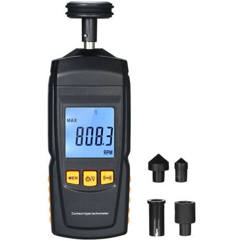 Tachymètre numérique portable à contact pour moteurs, compteur de vitesse LCD, test de régime moteur, mesureur de vitesse de rotation pour la fabrication de moteurs et d'automobiles.-Chrom (1/5)