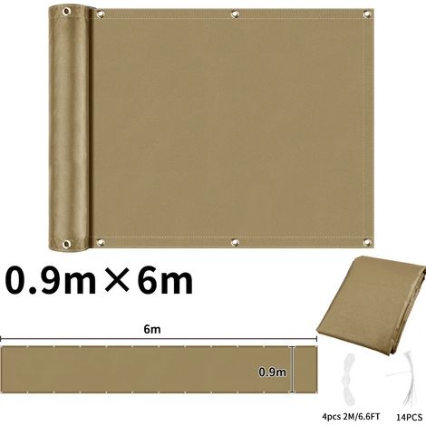(Jaune sable 90x600CM) Tissu pare-soleil imperméable avec perforations, adapté aux balcons, terrasses et jardins extérieurs. (1/5)