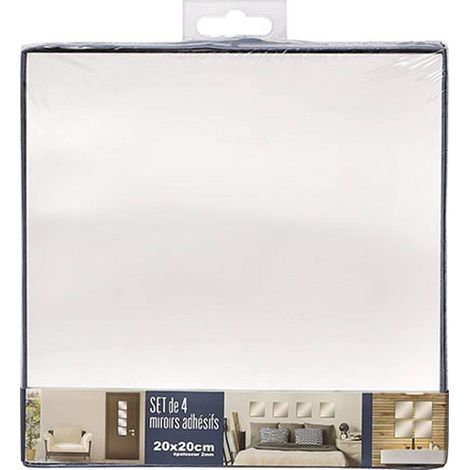 Set de 4 Miroirs adhésifs Carrés en Verre 20 x 20 cm - TENDANCE (1/2)