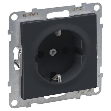 LEGRAND, SEANO 765420 PRISE DE COURANT AVEC PROTECTION DE CONTACT ACCRUE - BORNES ENFICHABLES - 16 A - 250 V - COULEUR : ANTHRAC