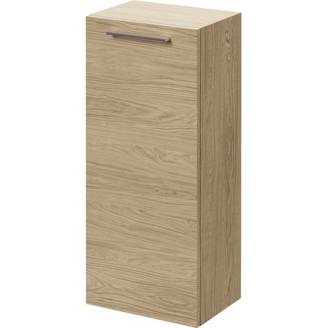Napoli Light Oak 350mm Wall Mounted Single Door Side Cabinet - 350mm - Chrome 160mm Handle