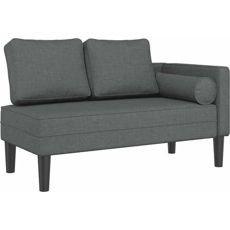 Chaise longue  Transat  Bain de soleil avec coussins gris foncé tissu (1/5)