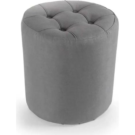 Grauer Velours Pouf Ø40x43