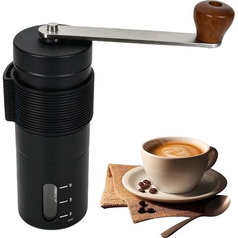 Moulin à Café Manuel - 1 Unité - Acier Inoxydable - Réglage Précis Conique - Voyage Camping Espresso - Compact 0,4 mm (1/5)