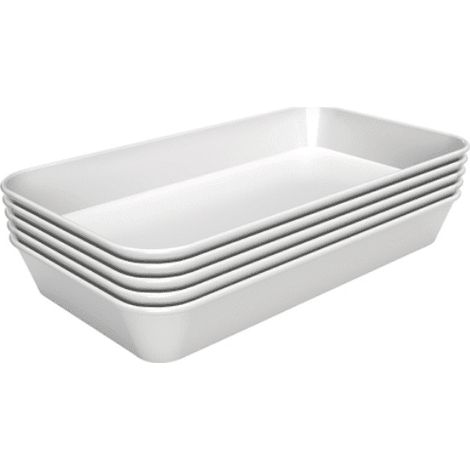 Lot de 5 plats de présentation lisse (L)160 x (P)290 mm, en mélamine blanche, résistant à la chaleur