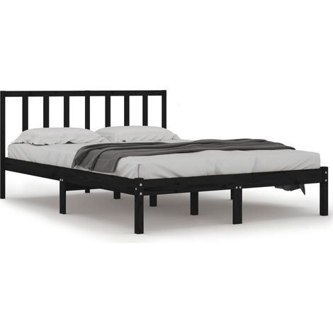 Maison Exclusive - Massivholzbett Schwarz Kiefer 150x200 cm